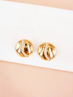Boucles d’oreilles rondes perlées en acier inoxydable
