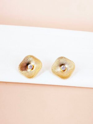 Boucles d’oreilles carrées strass en acier inoxydable