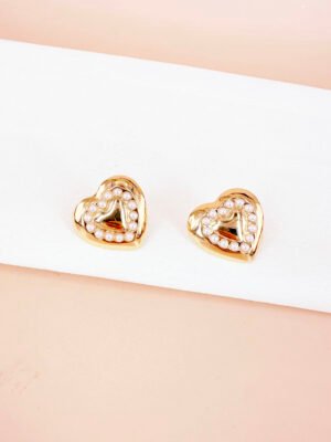 Boucles d’oreilles coeur perlés en acier inoxydable