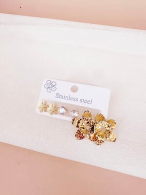 Lot de 3 boucles d&rsquo;oreilles en acier inoxydable