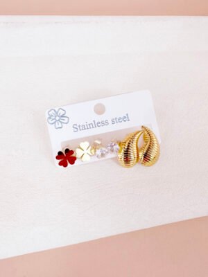 Lot de 3 boucles d&rsquo;oreilles en acier inoxydable