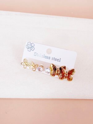 Lot de 3 boucles d&rsquo;oreilles en acier inoxydable