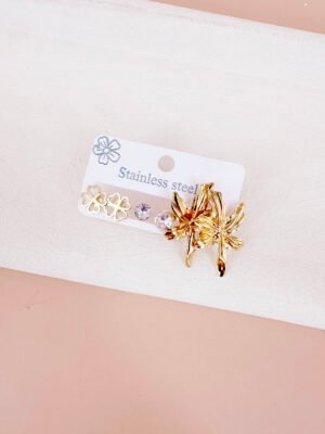 Lot de 3 boucles d&rsquo;oreilles en acier inoxydable