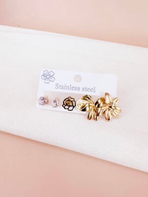 Lot de 3 boucles d&rsquo;oreilles en acier inoxydable