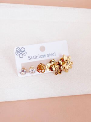 Lot de 3 boucles d&rsquo;oreilles en acier inoxydable