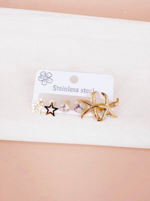 Lot de 3 boucles d&rsquo;oreilles en acier inoxydable