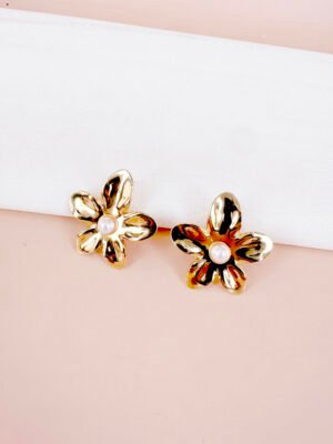 Boucles d&rsquo;oreilles fleurs en acier inoxydable