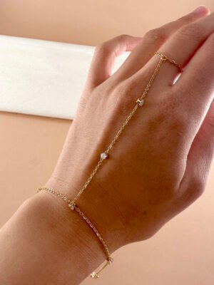 Bracelet chaîne main strass en acier inoxydable