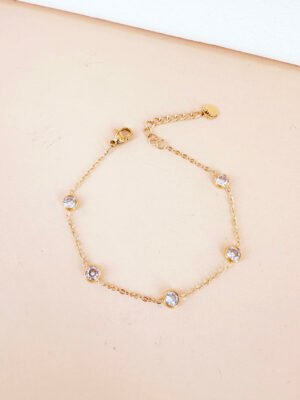 Bracelet fin avec strass en acier inoxydable