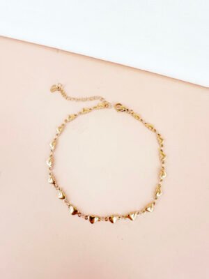 Bracelet chaîne cheville coeur en acier inoxydable