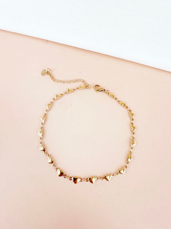 Bracelet chaîne cheville coeur en acier inoxydable