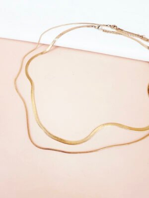 Collier double chaîne serpent en acier inoxydable