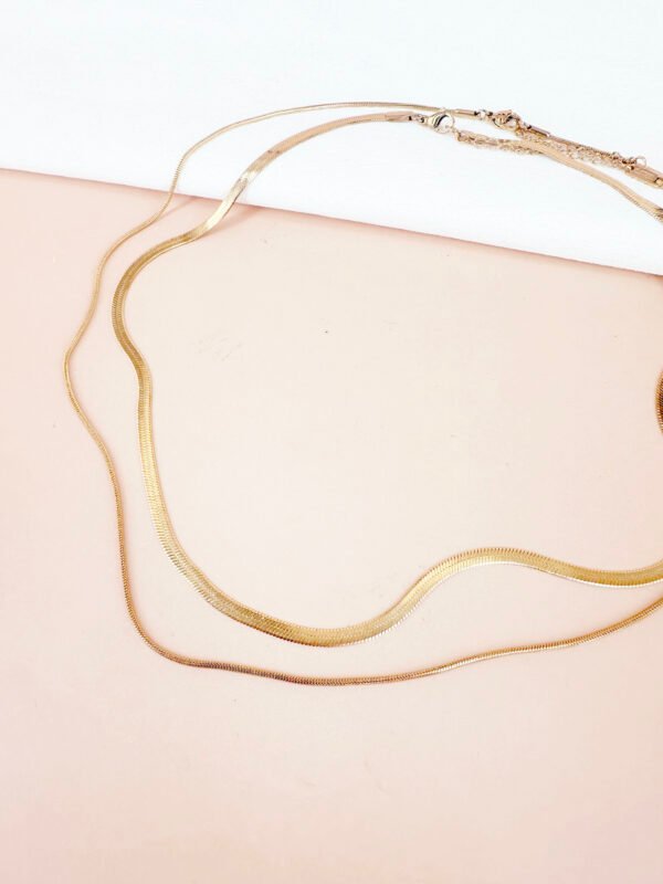 Collier double chaîne serpent en acier inoxydable