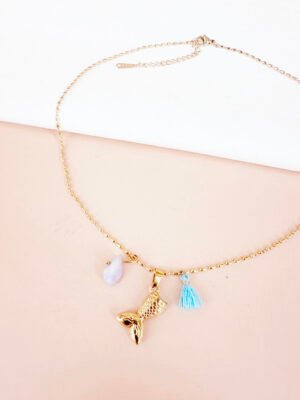 Collier pendentif queue de sirène en acier inoxydable