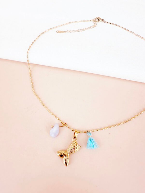 Collier pendentif queue de sirène en acier inoxydable