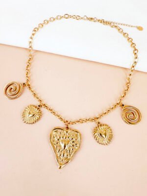 Collier multiples médaillon dorés en acier inoxydable