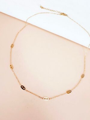 Collier fin maille marine en acier inoxydable