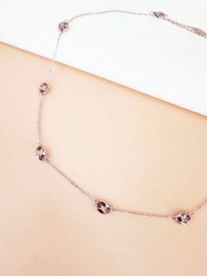 Collier fin maille grain de café argent en acier inoxydable