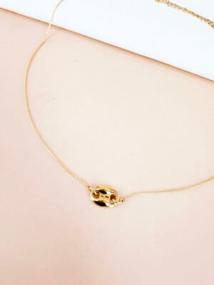 Collier fin avec pendentif grain de café en acier inoxydable