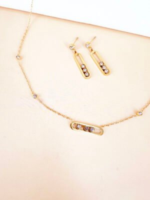 Parure strass en acier inoxydable