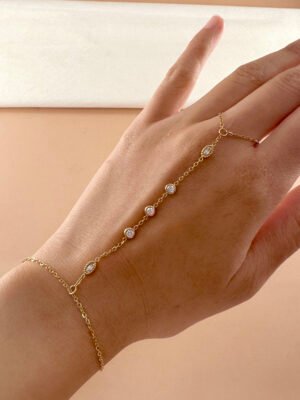 Bracelet chaîne main strass en acier inoxydable