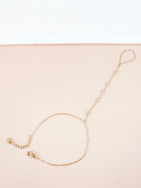 Bracelet chaîne main strass en acier inoxydable – Image 3
