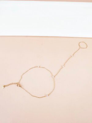 Bracelet chaîne main strass en acier inoxydable