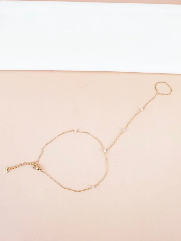 Bracelet chaîne main strass en acier inoxydable – Image 2