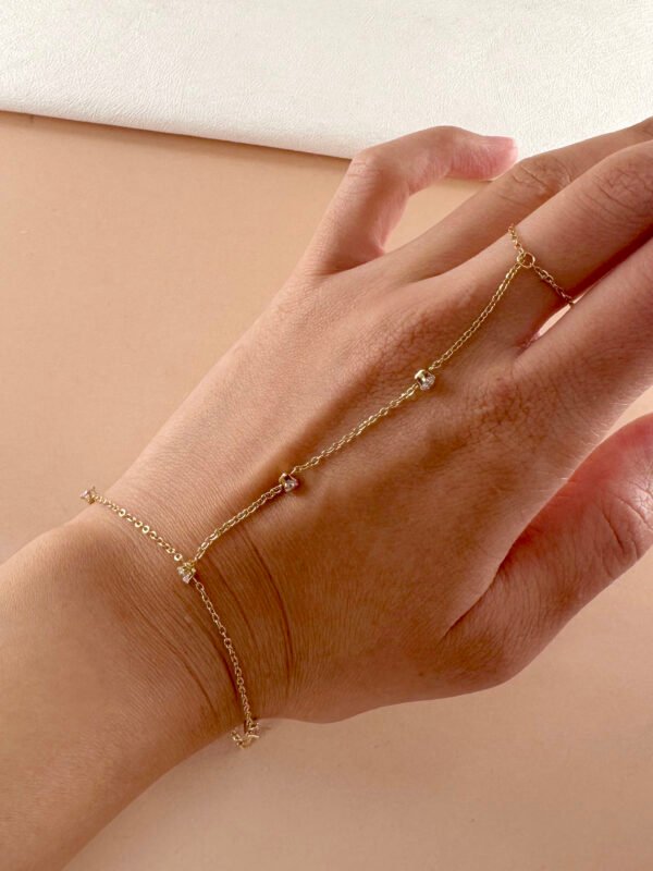 Bracelet chaîne main strass en acier inoxydable – Image 4