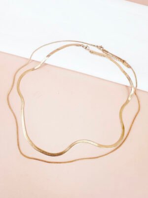 Collier double chaîne serpent en acier inoxydable