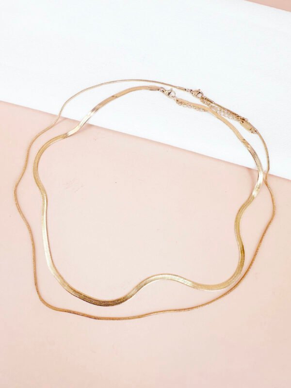 Collier double chaîne serpent en acier inoxydable – Image 2