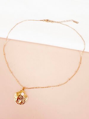 Collier pendentif coquillage en acier inoxydable