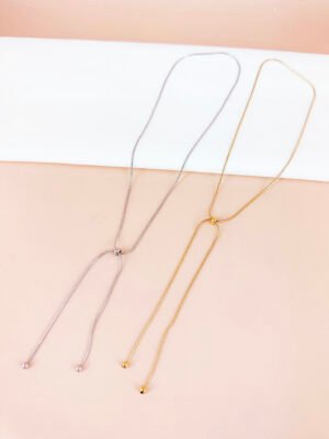 Collier chaîne serpent long coulissant réglable en acier inoxydable
