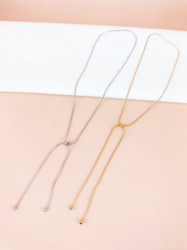 Collier chaîne serpent long coulissant réglable en acier inoxydable – Image 2