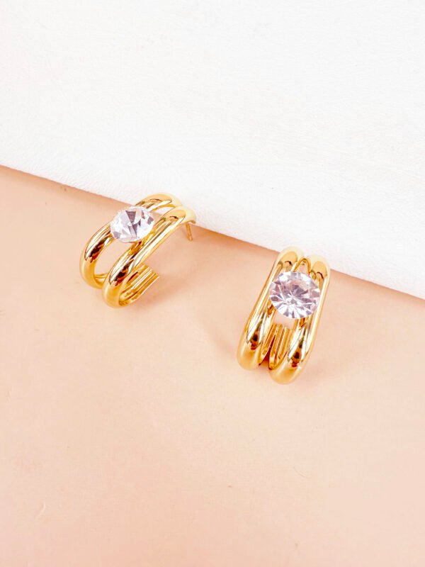 Boucles d'oreilles strass en acier inoxydable – Image 2