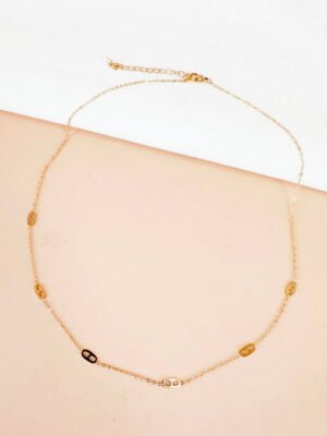 Collier fin maille marine en acier inoxydable