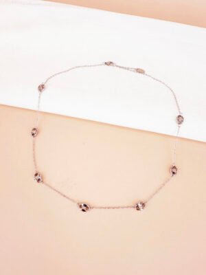 Collier fin maille grain de café argent en acier inoxydable