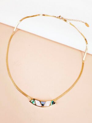 Collier chaîne serpent avec pendentif nacré en acier inoxydable