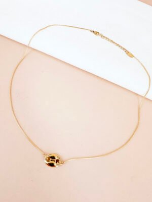 Collier fin avec pendentif grain de café en acier inoxydable