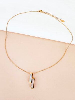 Collier pendentif nacré en acier inoxydable