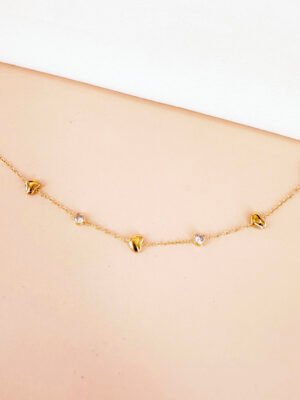 Bracelet coeur et strass en acier inoxydable