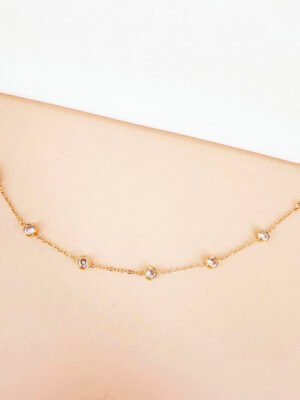 Bracelet fin avec strass en acier inoxydable