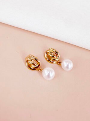 Boucles d&rsquo;oreilles pendantes perles en acier inoxydable