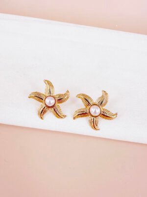 Boucles d&rsquo;oreilles étoile de mer en acier inoxydable