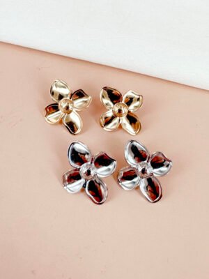 Boucles d&rsquo;oreilles fleurs en acier inoxydable