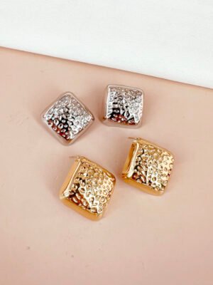 Boucles d&rsquo;oreilles carrées en acier inoxydable