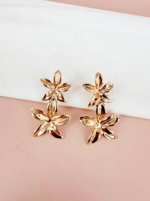 Boucles d&rsquo;oreilles pendantes fleurs en acier inoxydable