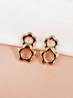 Boucles d&rsquo;oreilles pendantes fleurs en acier inoxydable