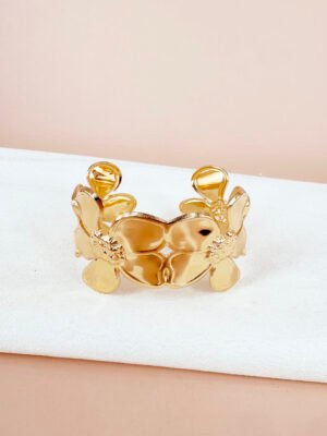 Bracelet manchette fleurs en acier inoxydable