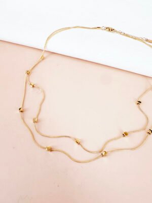 Collier double chaîne en acier inoxydable
